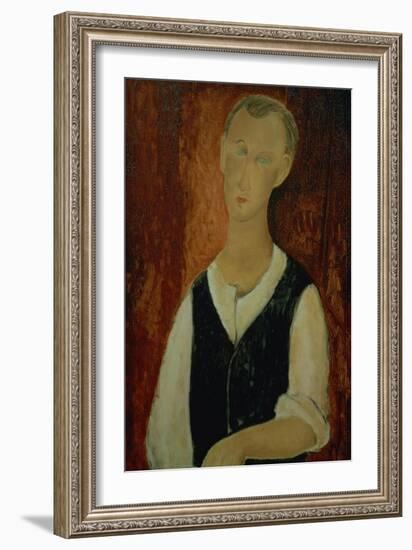 Young Man with a Black Waistcoat, 1912-Amedeo Modigliani-Framed Giclee Print