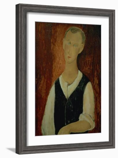 Young Man with a Black Waistcoat, 1912-Amedeo Modigliani-Framed Giclee Print