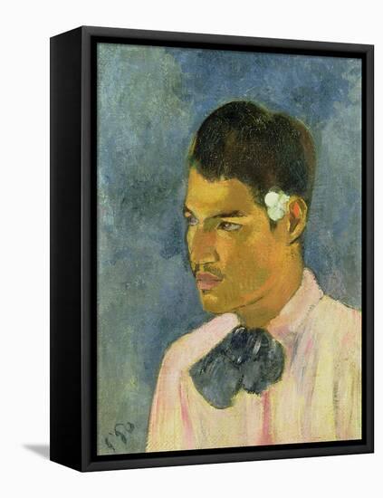 Young Man with a Flower Behind His Ear, 1891-Paul Gauguin-Framed Premier Image Canvas