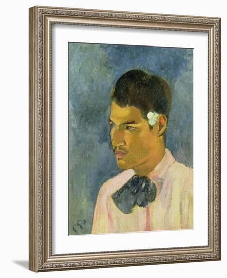 Young Man with a Flower Behind His Ear, 1891-Paul Gauguin-Framed Giclee Print