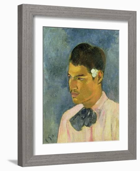 Young Man with a Flower Behind His Ear, 1891-Paul Gauguin-Framed Giclee Print