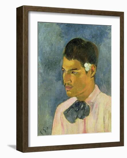 Young Man with a Flower Behind His Ear, 1891-Paul Gauguin-Framed Giclee Print