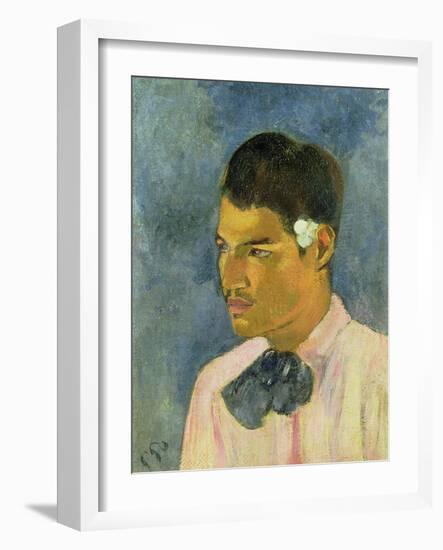 Young Man with a Flower Behind His Ear, 1891-Paul Gauguin-Framed Giclee Print