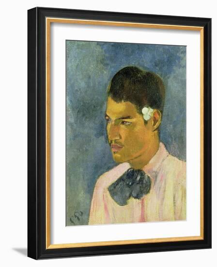 Young Man with a Flower Behind His Ear, 1891-Paul Gauguin-Framed Giclee Print
