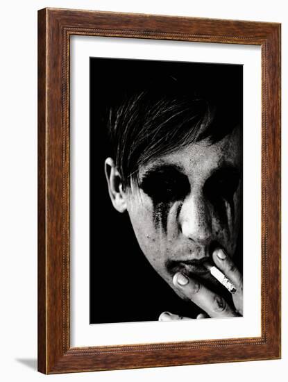 Young Man with Blackened Eyes Smoking-Torsten Richter-Framed Photographic Print