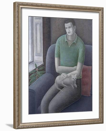 Young Man with Cat, 2008-Ruth Addinall-Framed Giclee Print