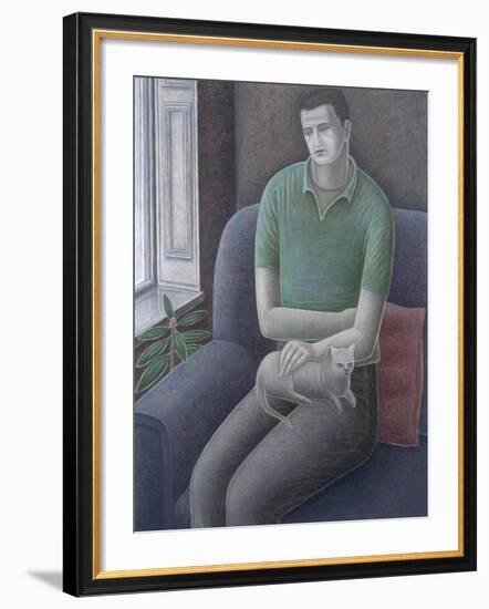 Young Man with Cat, 2008-Ruth Addinall-Framed Giclee Print