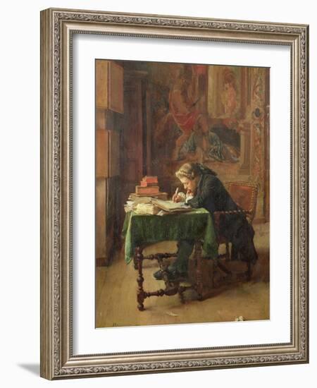 Young Man Writing, 1852-Jean-Louis Ernest Meissonier-Framed Giclee Print