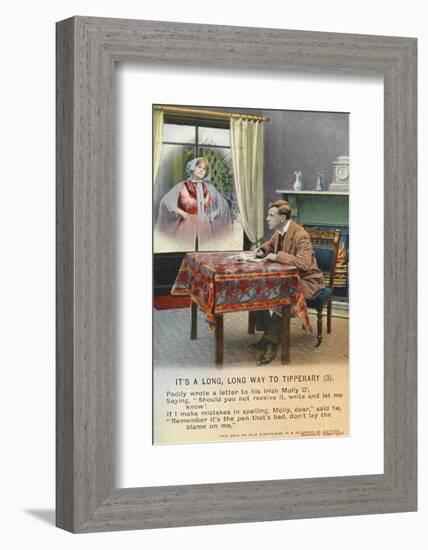 Young Man Writing to his Absent Irish Molly-null-Framed Photographic Print