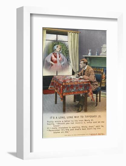 Young Man Writing to his Absent Irish Molly-null-Framed Photographic Print