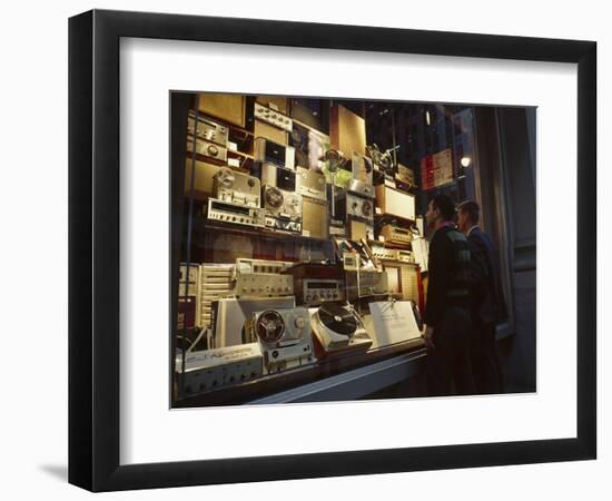 Young Men Men Look at a Window Display of Stereo and Recording Equipment, New York, NY, 1963-Yale Joel-Framed Photographic Print