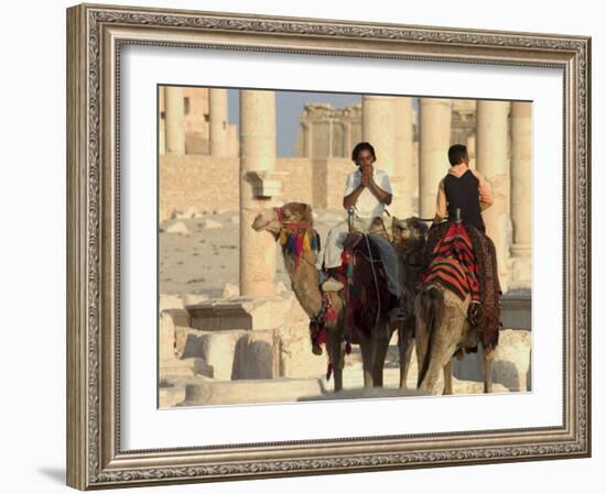 Young Men on Camels, Archaelogical Ruins, Palmyra, Unesco World Heritage Site, Syria, Middle East-Christian Kober-Framed Photographic Print