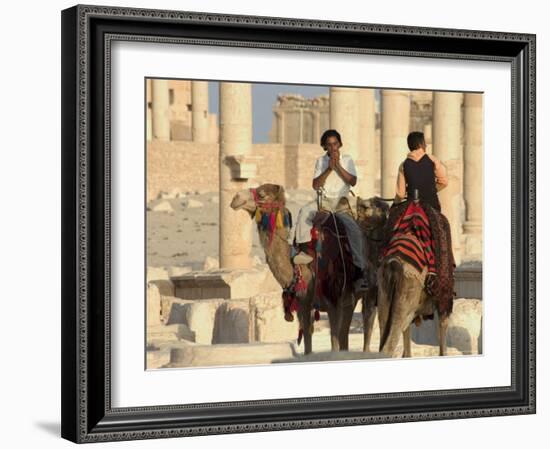 Young Men on Camels, Archaelogical Ruins, Palmyra, Unesco World Heritage Site, Syria, Middle East-Christian Kober-Framed Photographic Print