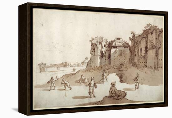 Young Men Playing Pelota Inside the Baths of Diocletian-Sebastian Vrancx-Framed Premier Image Canvas