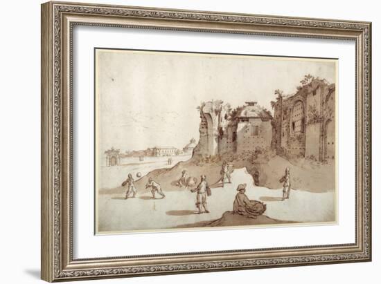 Young Men Playing Pelota Inside the Baths of Diocletian-Sebastian Vrancx-Framed Giclee Print