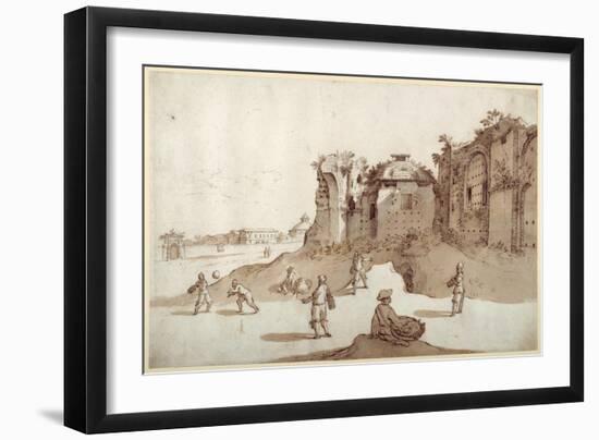 Young Men Playing Pelota Inside the Baths of Diocletian-Sebastian Vrancx-Framed Giclee Print