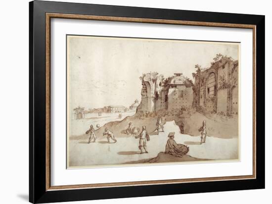 Young Men Playing Pelota Inside the Baths of Diocletian-Sebastian Vrancx-Framed Giclee Print