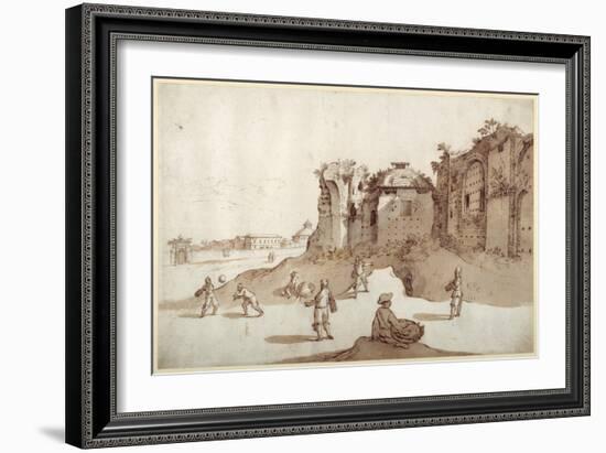 Young Men Playing Pelota Inside the Baths of Diocletian-Sebastian Vrancx-Framed Giclee Print