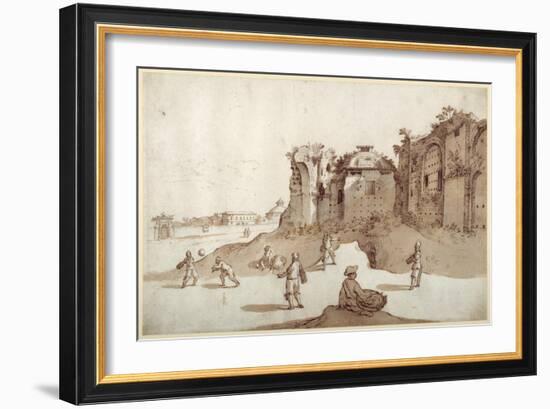 Young Men Playing Pelota Inside the Baths of Diocletian-Sebastian Vrancx-Framed Giclee Print