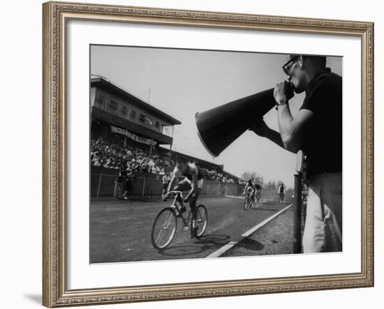 Young Men Racing in De Pauw University's "Little 500" Bike Race-null-Framed Photographic Print