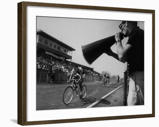 Young Men Racing in De Pauw University's "Little 500" Bike Race-null-Framed Photographic Print