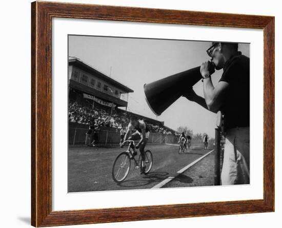 Young Men Racing in De Pauw University's "Little 500" Bike Race-null-Framed Photographic Print