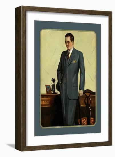 Young Men's Three-Button Sack-null-Framed Art Print