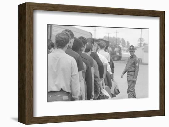 Young men who have been drafted wait in line to be processed into the US Army at Fort Jackson, SC-Warren K. Leffler-Framed Photographic Print