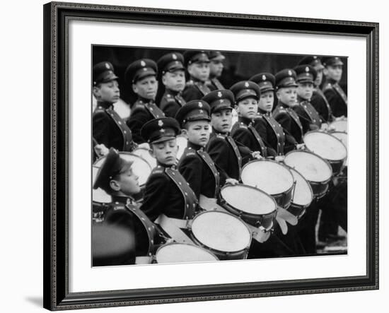 Young Military Cadet Drummers in May Day Parade-Howard Sochurek-Framed Photographic Print