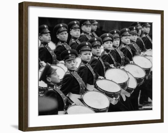 Young Military Cadet Drummers in May Day Parade-Howard Sochurek-Framed Photographic Print