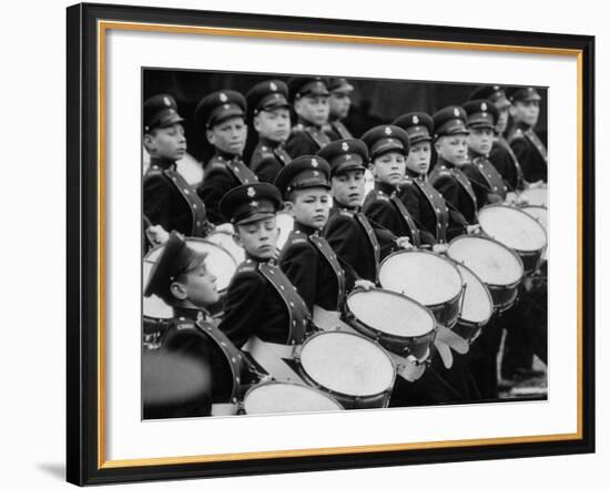 Young Military Cadet Drummers in May Day Parade-Howard Sochurek-Framed Photographic Print