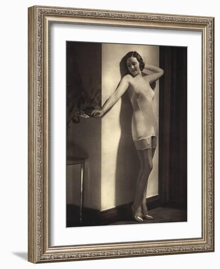 Young Model in Silky Underwear 1935-null-Framed Photographic Print