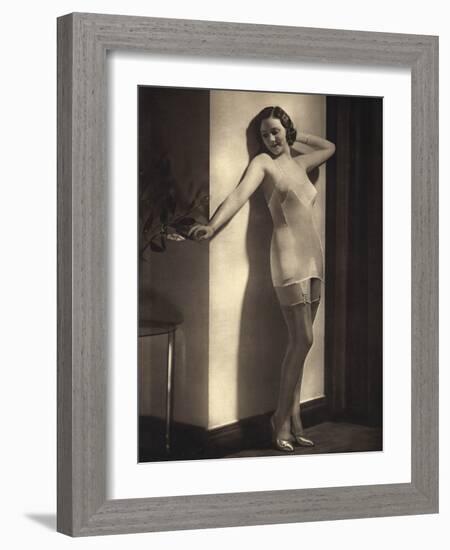 Young Model in Silky Underwear 1935-null-Framed Photographic Print