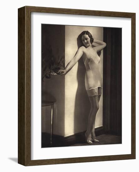 Young Model in Silky Underwear 1935-null-Framed Photographic Print