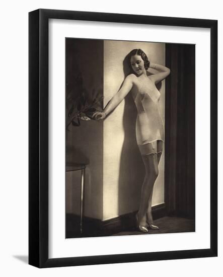 Young Model in Silky Underwear 1935-null-Framed Photographic Print