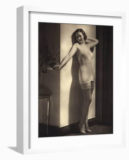 Young Model in Silky Underwear 1935-null-Framed Photographic Print