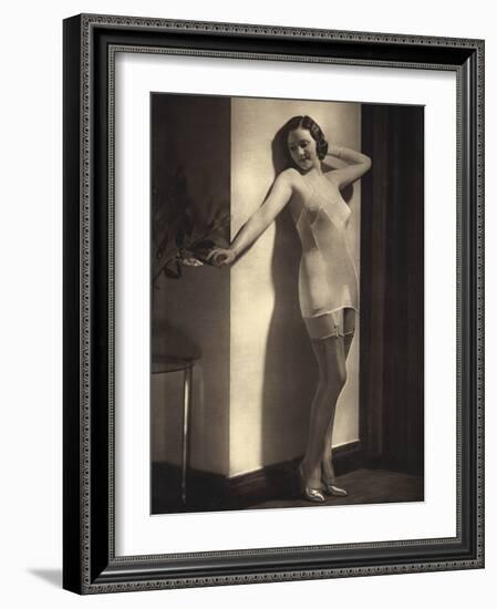 Young Model in Silky Underwear 1935-null-Framed Photographic Print