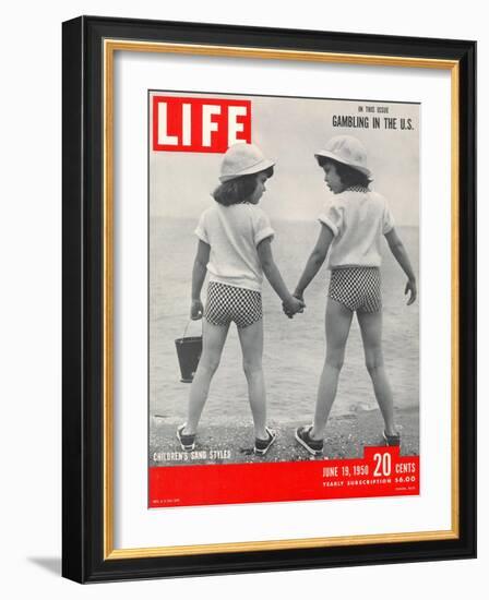 Young Models Christopher Norwood and Kathy Kirkland Wearing Latest Summer Fashions, June 19, 1950-Nina Leen-Framed Photographic Print