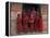 Young Monks in Red Robes with Alms Woks, Myanmar-Keren Su-Framed Premier Image Canvas