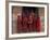 Young Monks in Red Robes with Alms Woks, Myanmar-Keren Su-Framed Photographic Print