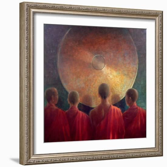 Young Monks with Gong-Lincoln Seligman-Framed Giclee Print