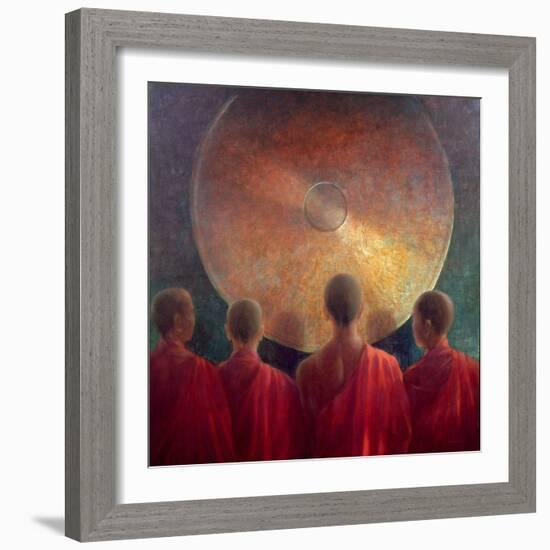 Young Monks with Gong-Lincoln Seligman-Framed Giclee Print