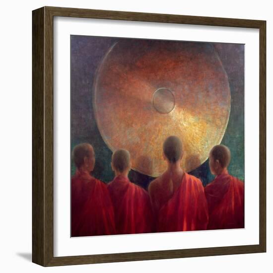 Young Monks with Gong-Lincoln Seligman-Framed Giclee Print