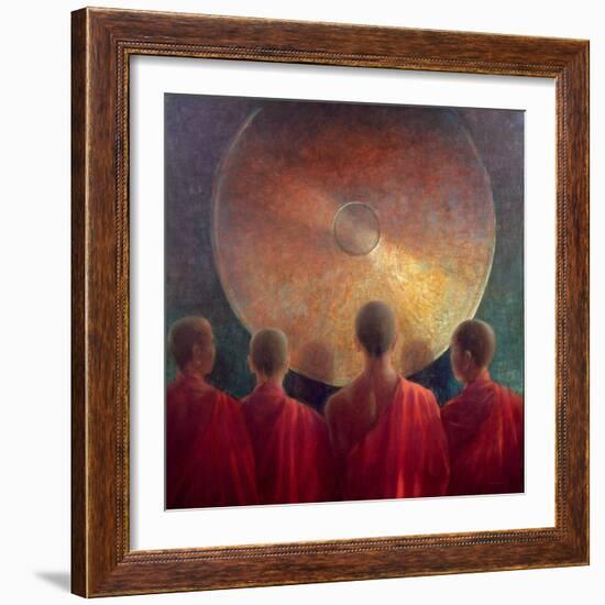 Young Monks with Gong-Lincoln Seligman-Framed Giclee Print