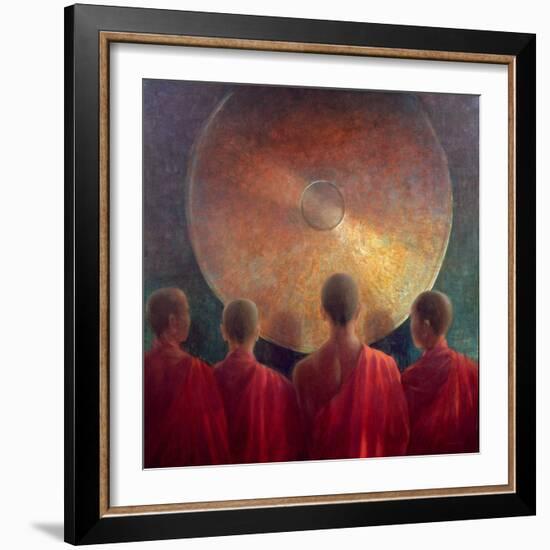 Young Monks with Gong-Lincoln Seligman-Framed Giclee Print