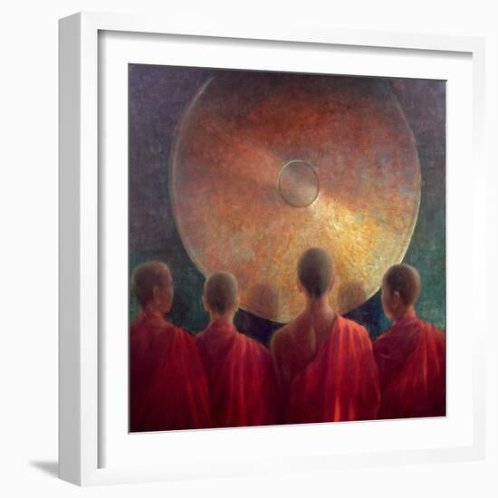 Young Monks with Gong-Lincoln Seligman-Framed Giclee Print