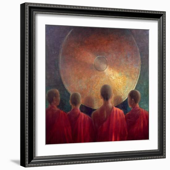 Young Monks with Gong-Lincoln Seligman-Framed Giclee Print