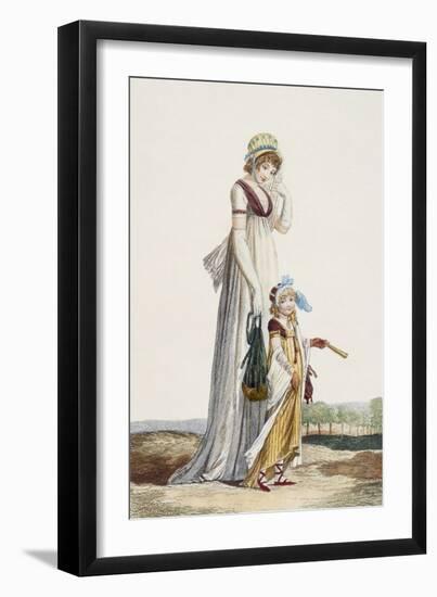 Young Mother and Child, 1800 (Coloured Engraving)-Philibert Louis Debucourt-Framed Giclee Print