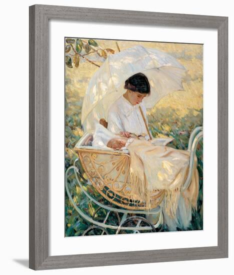 Young Mother in the Garden-Mary Cassatt-Framed Premium Giclee Print