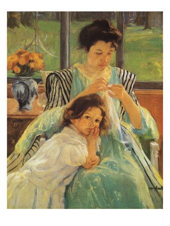 The young mother painting picture